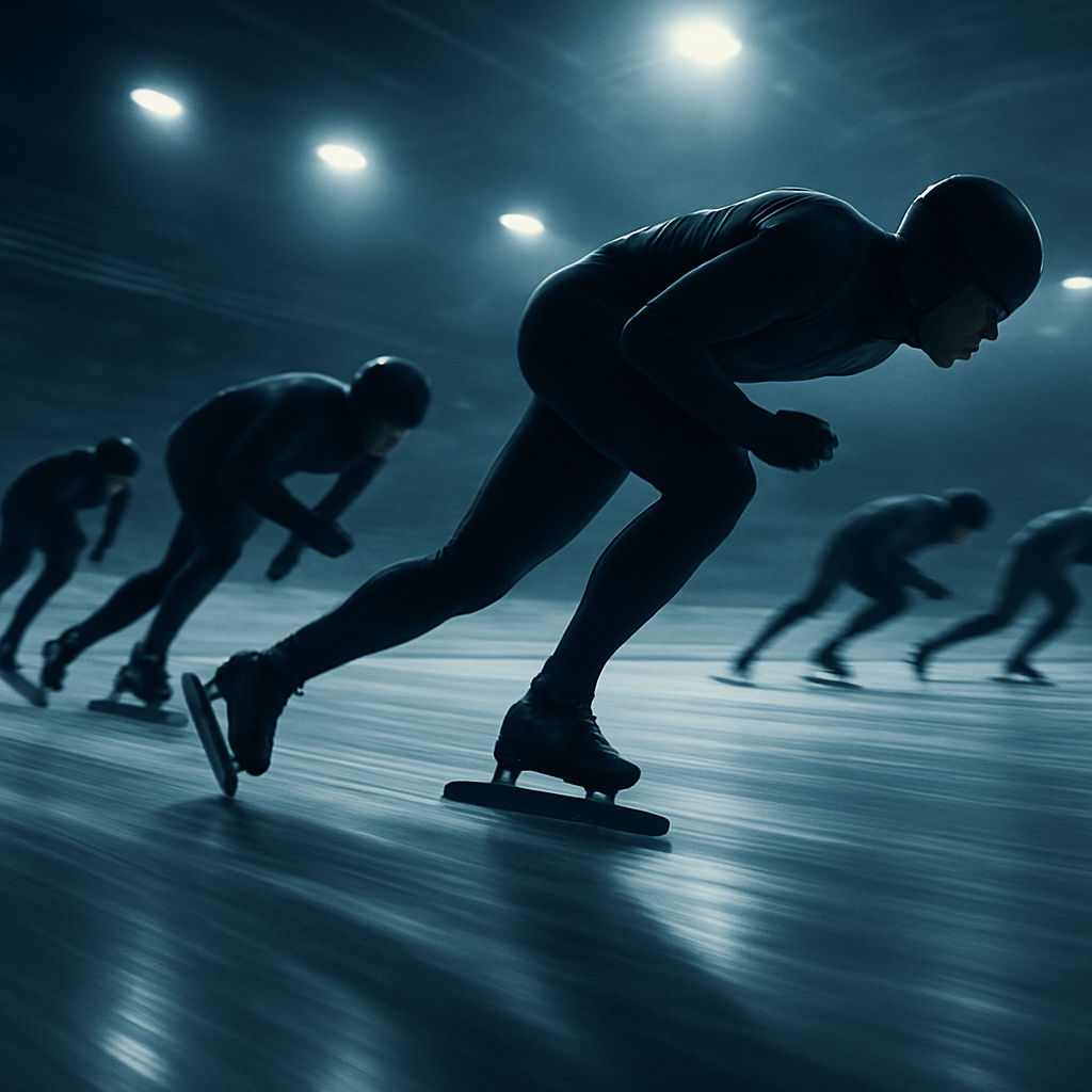 Patinadores de velocidad en competición